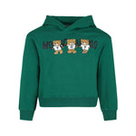Moschino Kids Felpa Verde con Cappuccio con Logo Teddy Bear per Bambini