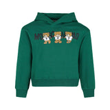 Moschino Kids Felpa Verde con Cappuccio con Logo Teddy Bear per Bambini
