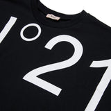 N21 Kids T-shirt Nera con Maxi Stampa Logo per Bambine