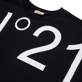 N21 Kids T-shirt Nera con Maxi Stampa Logo per Bambine