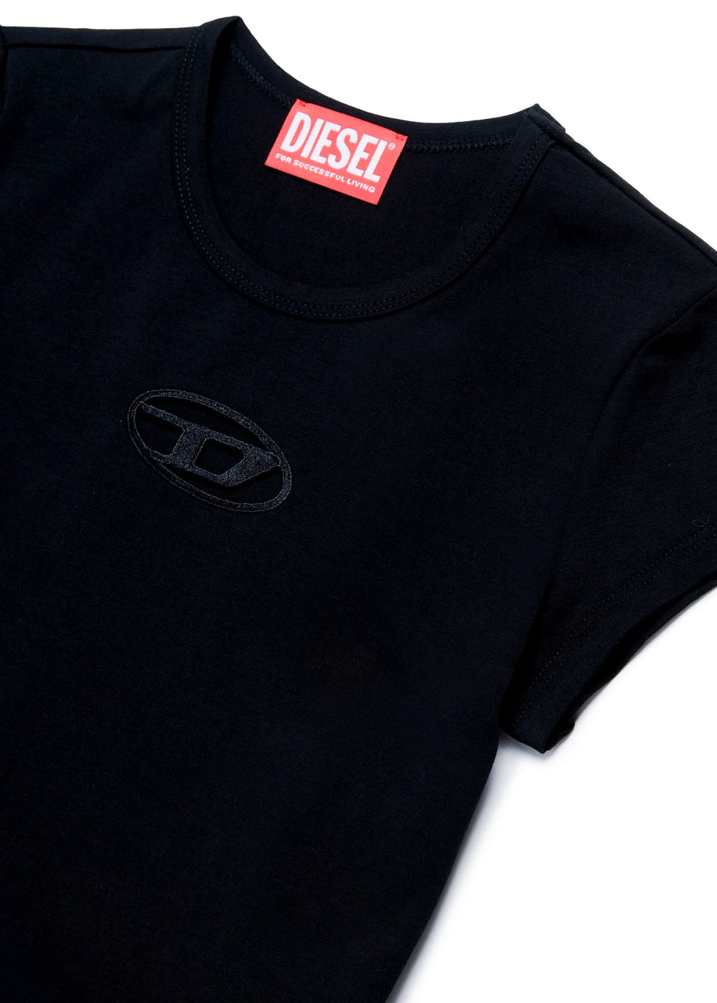 Diesel Kids T-Shirt Nera con Logo Oval D per Bambine