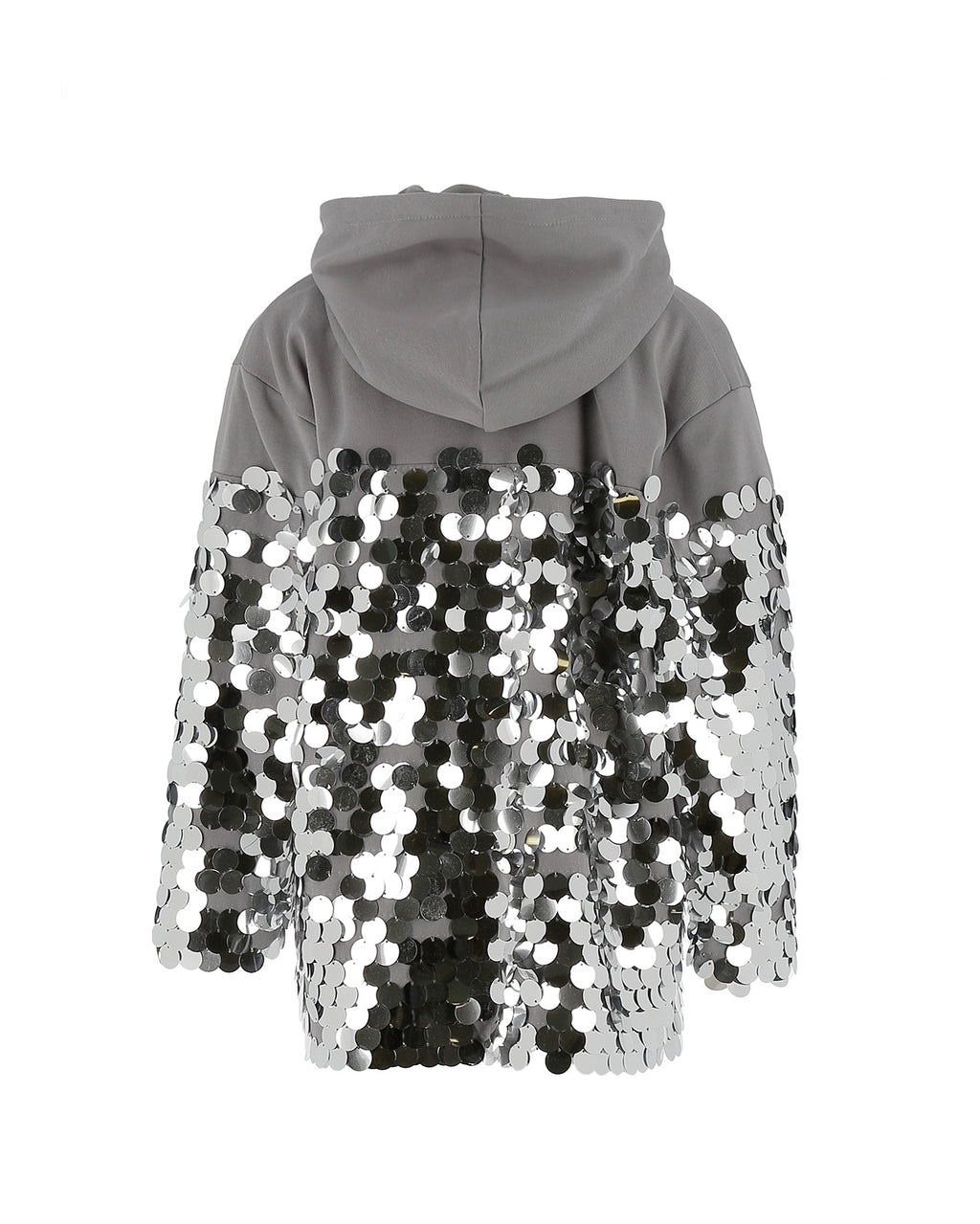 Pinko Kids Abito con Cappuccio e MAxi Paillettes Argento per  Bambine