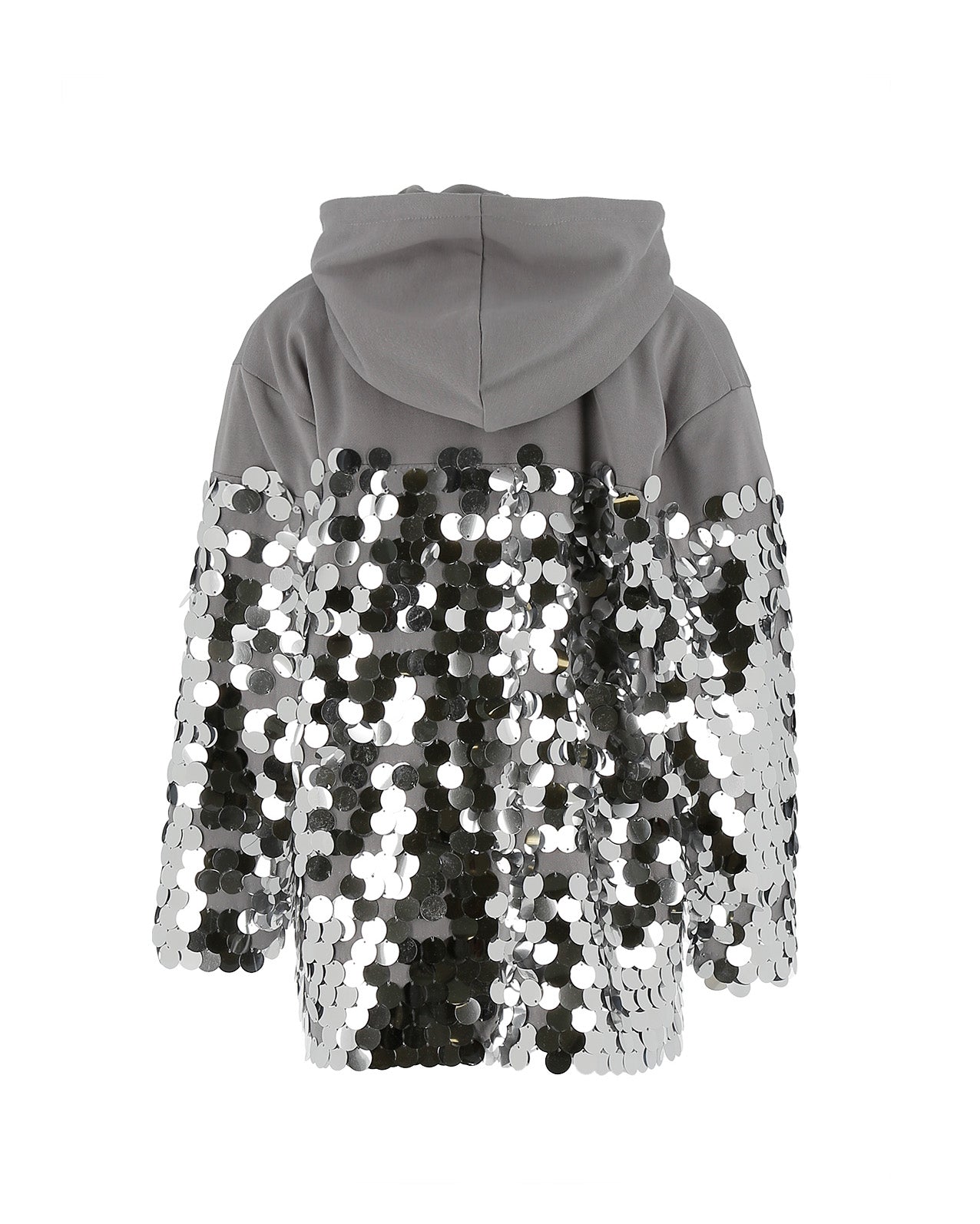 Pinko Kids Abito con Cappuccio e MAxi Paillettes Argento per  Bambine