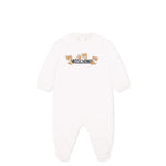 Moschino Kids Tutina Bianca con Stampa Teddy per Neonati