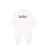 Moschino Kids Tutina Bianca con Stampa Teddy per Neonati