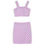 Twinset Kids Top con Gonna Viola Monogram per Bambine