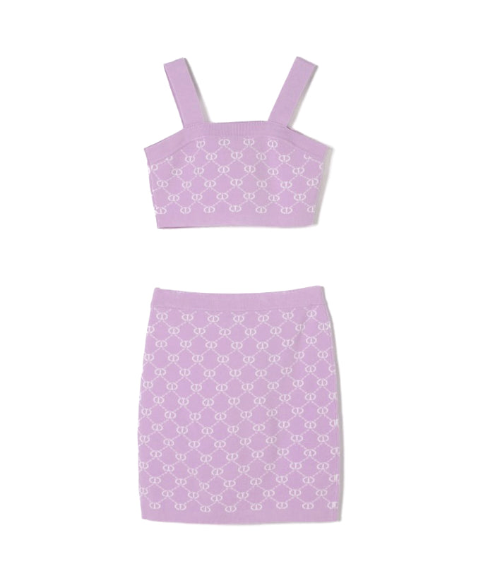 Twinset Kids Top con Gonna Viola Monogram per Bambine