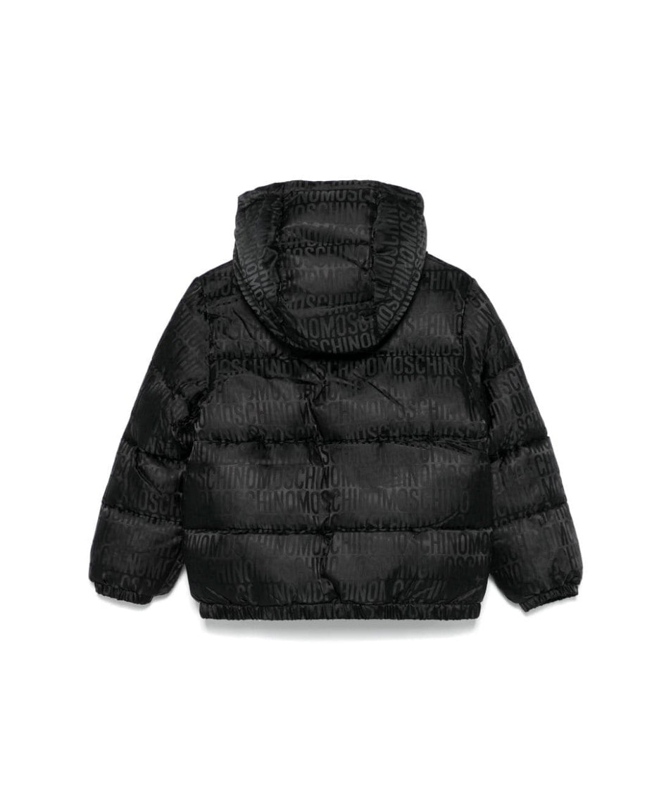 Moschino Kids Giubbino Nero con Logo Jacquard per Neonati (retro)