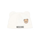 Moschino Kids Set Panna con Cappellino e Bavaglino con Stampa Teddy Bear e Logo Unisex