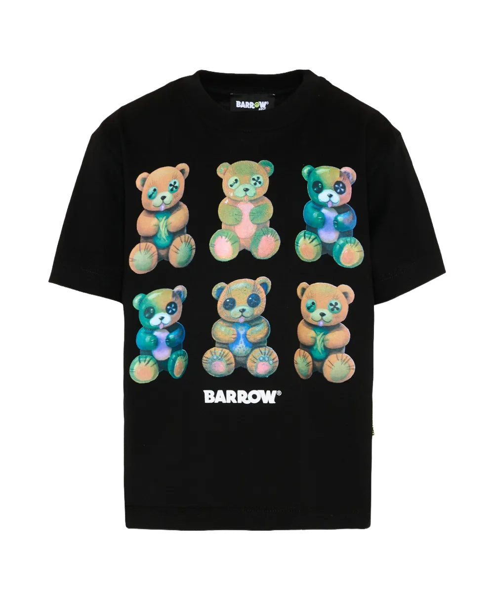 Barrow Kids T-Shirt Nero con Stampa Teddy Unisex