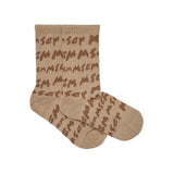 MSGM Kids Calzino Beige con Logo All Over per Bambini