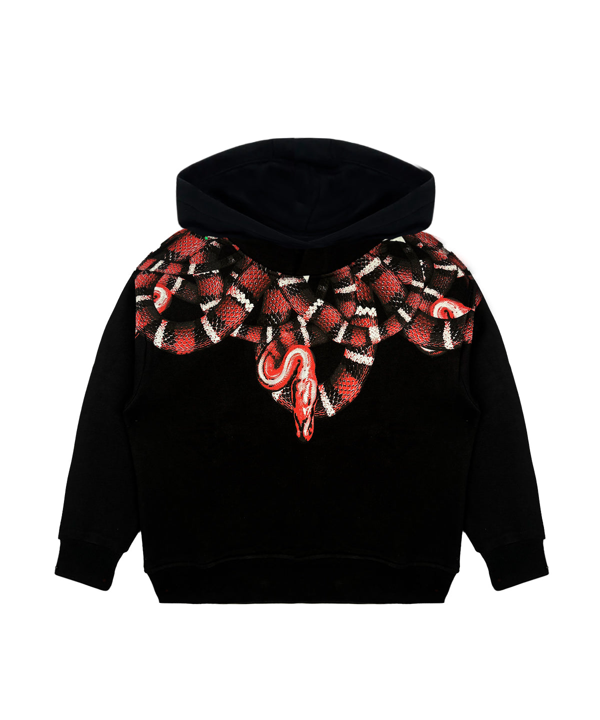 Marcelo Burlon County Of Milan Kids Felpa con Cappuccio Nera con Motivo Serpenti Rossi per Bambini