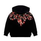 Marcelo Burlon County Of Milan Kids Felpa con Cappuccio Nera con Motivo Serpenti Rossi per Bambini