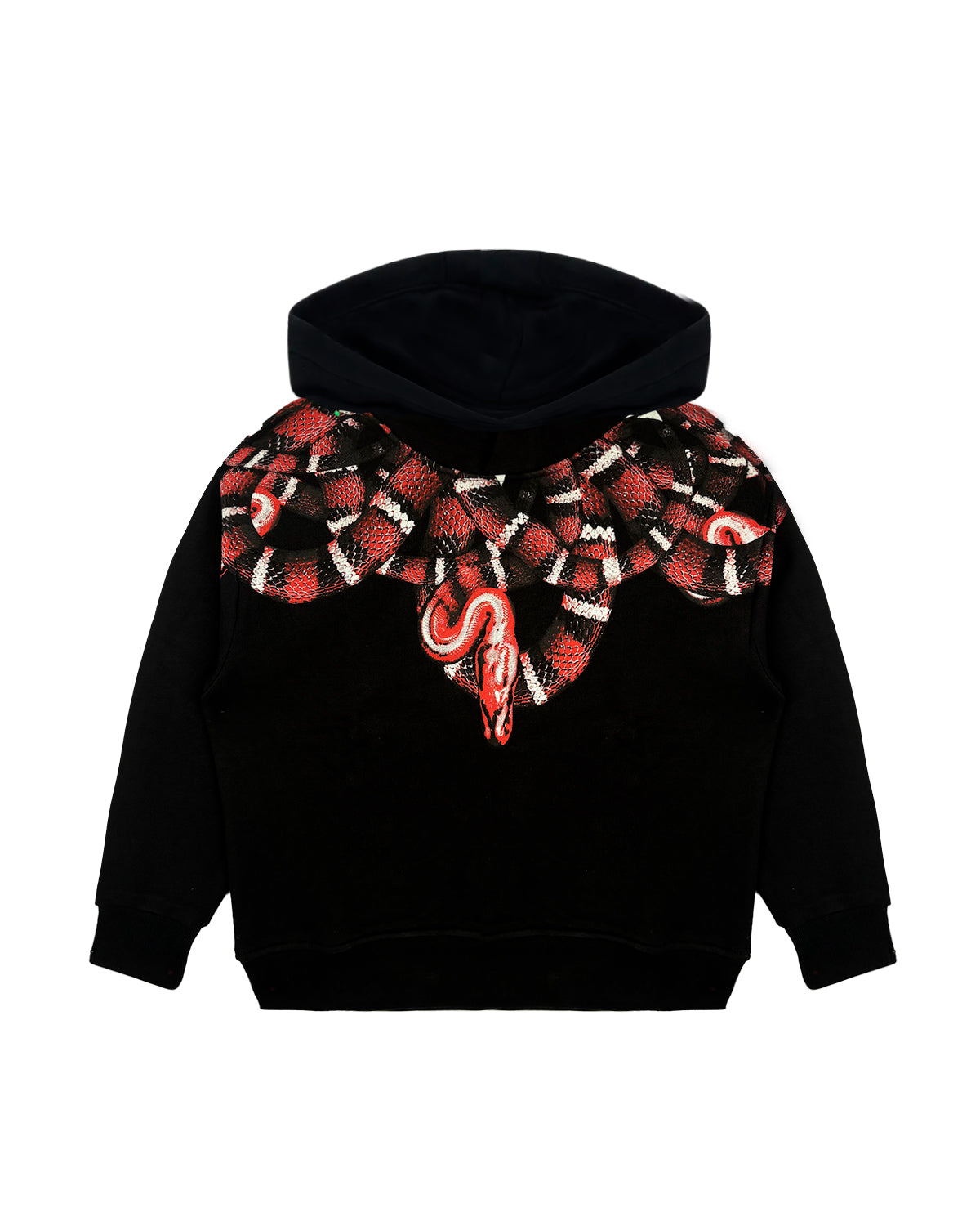 Marcelo Burlon County Of Milan Kids Felpa con Cappuccio Nera con Motivo Serpenti Rossi per Bambini