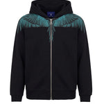 Marcelo Burlon County of Milan Kids Felpa con Zip Nero con Stampa Ali Celeste per Bambini