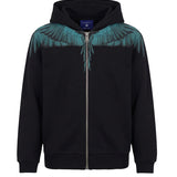 Marcelo Burlon County of Milan Kids Felpa con Zip Nero con Stampa Ali Celeste per Bambini