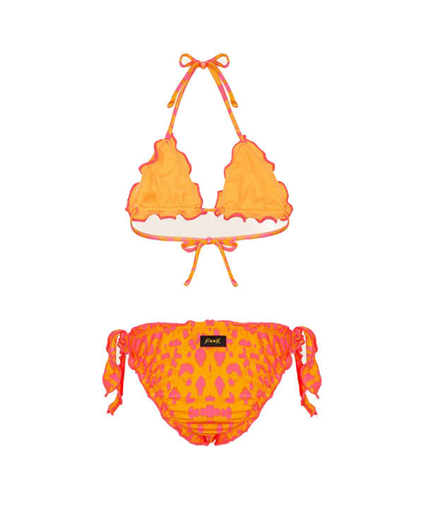 EffeK Costume Bikini Fantasia Maculata Arancione per Bambine