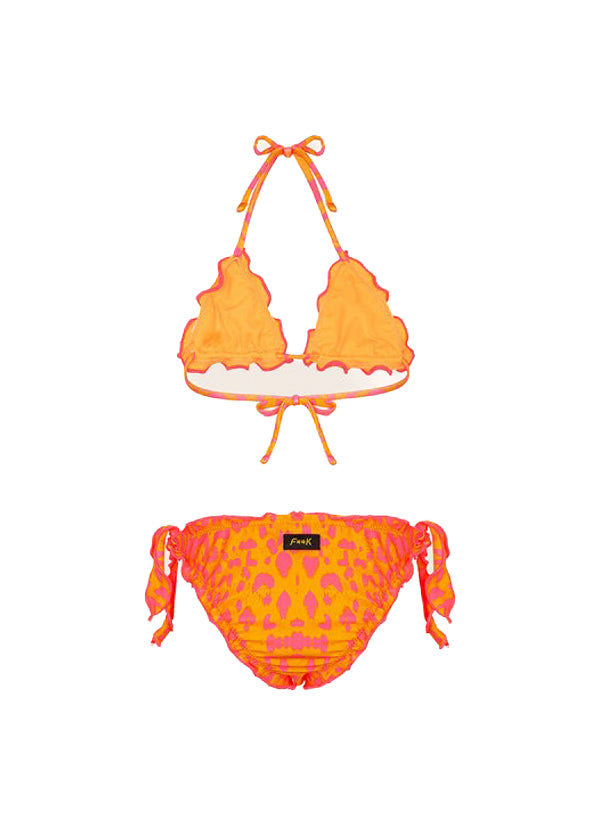 EffeK Costume Bikini Fantasia Maculata Arancione per Bambine