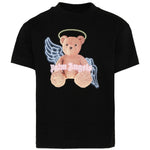 Palm Angels Kids T-Shirt Nero con Stampa Teddy per Bambine