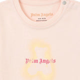 Palm Angels Kids T-Shirt Rosa Stampa Spray Teddy per Neonate