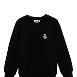Moschino Kids Felpa Girocollo Nera con Patch Logo per Bambini