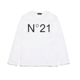 N°21 T-shirt Bianca Maniche Lunghe con Stampa