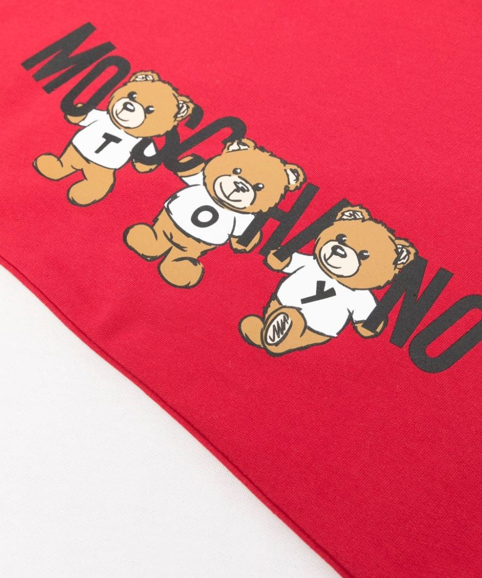 Moschino Kids Coperta Rossa con Logo Teddy Bear per Neonati (dettaglio)
