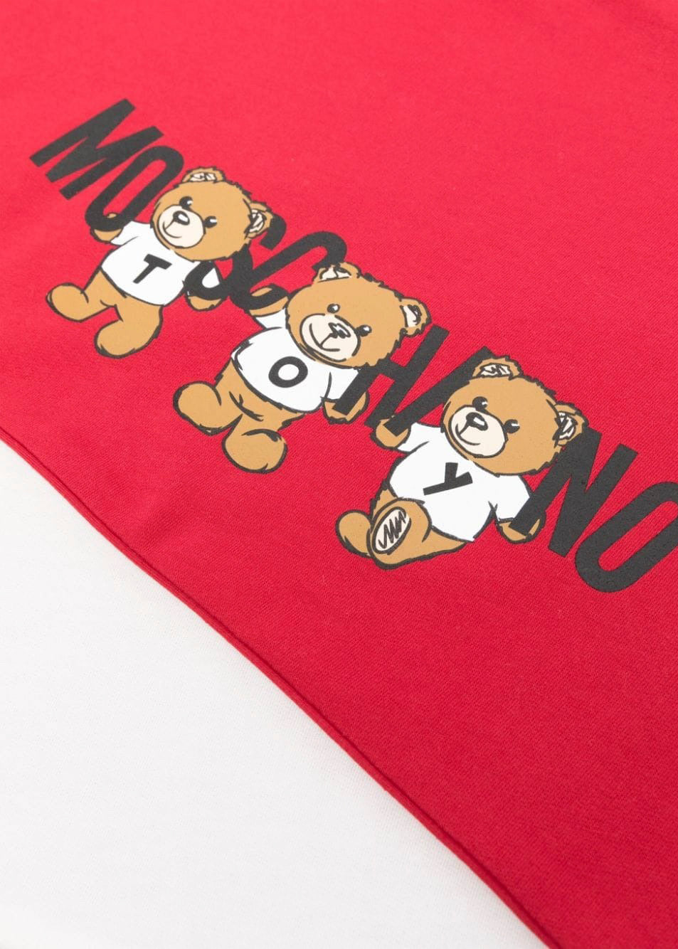 Moschino Kids Coperta Rossa con Logo Teddy Bear per Neonati (dettaglio)