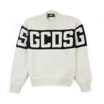 GCDS Kids Maglione Panna con Banda Logo per Bambini