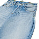 Dsquared2 Kids Jeans Denim Blu Stone Wash con Tasca Retro Effetto Pelle Unisex per Bambini