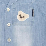 Palm Angels Kids Camicia Celeste con Toppa Orso Unisex