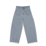 Pinko Kids Jeans Denim Wide-Leght e Dettaglio Distress sul Fondo per Bambine