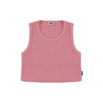 Gcds Kids Canotta Rosa a Costine con Logo per Bambine