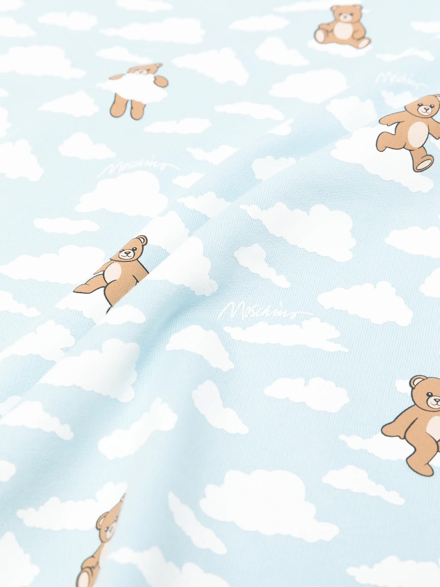 Moschino Kids Coperta Double-Face Celeste con Fantasia Logo per Neonati