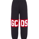 Gcds Kids Pantalone Felpa Nero con Banda Rosso per Bambini