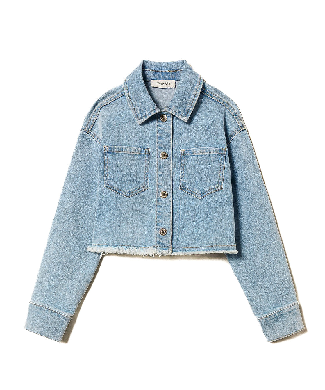 Twinset Kids Giubbino Jeans Sfrangiata per Bambine