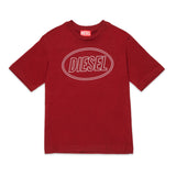 Diesel Kids T-Shirt Bordeaux con Stampa per Bambini