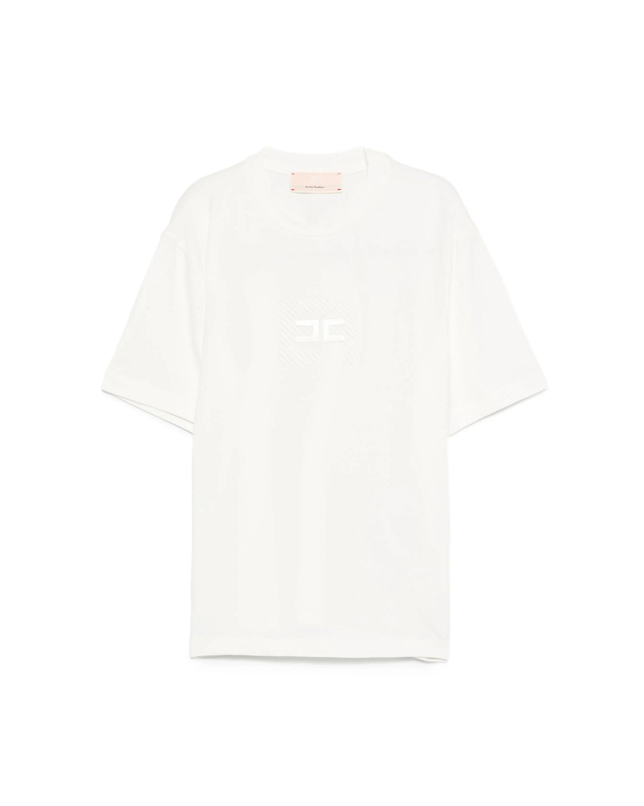 Elisabetta Franchi La Mia Bambina T-shirt Avorio con Logo Sparkle per Bambine