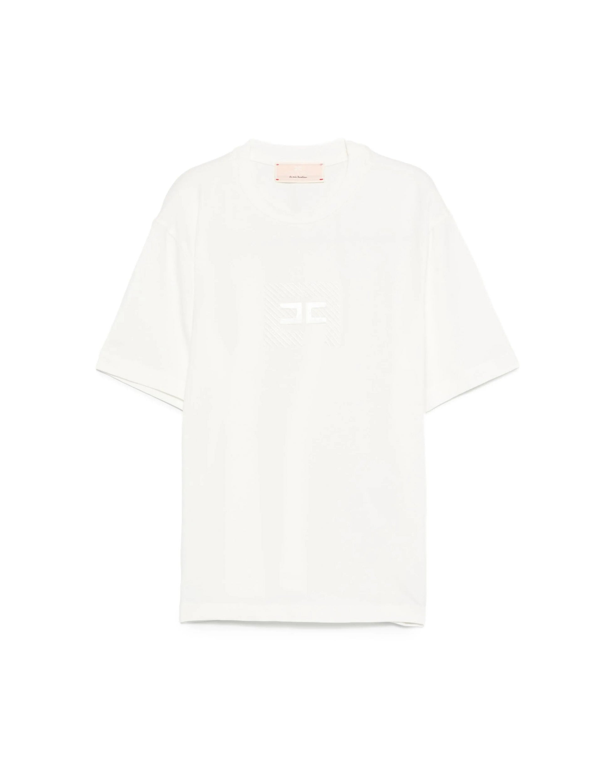 Elisabetta Franchi La Mia Bambina T-shirt Avorio con Logo Sparkle per Bambine