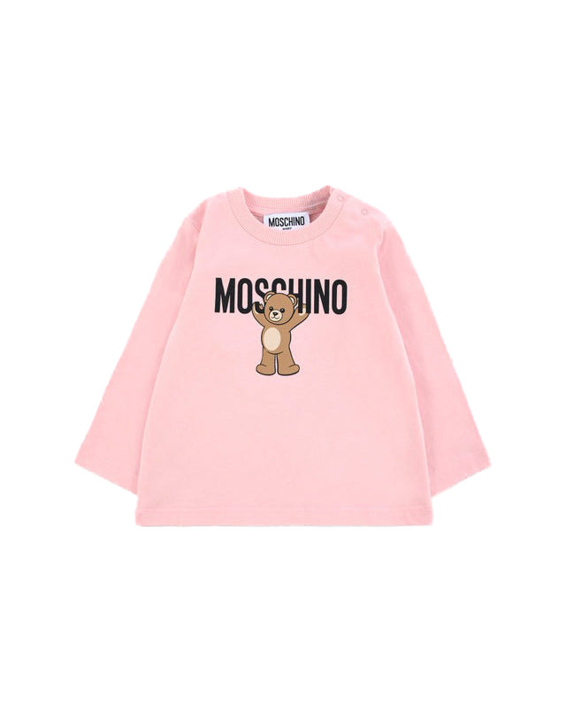 Moschino Kids T-Shirt Rosa con Logo per Neonate