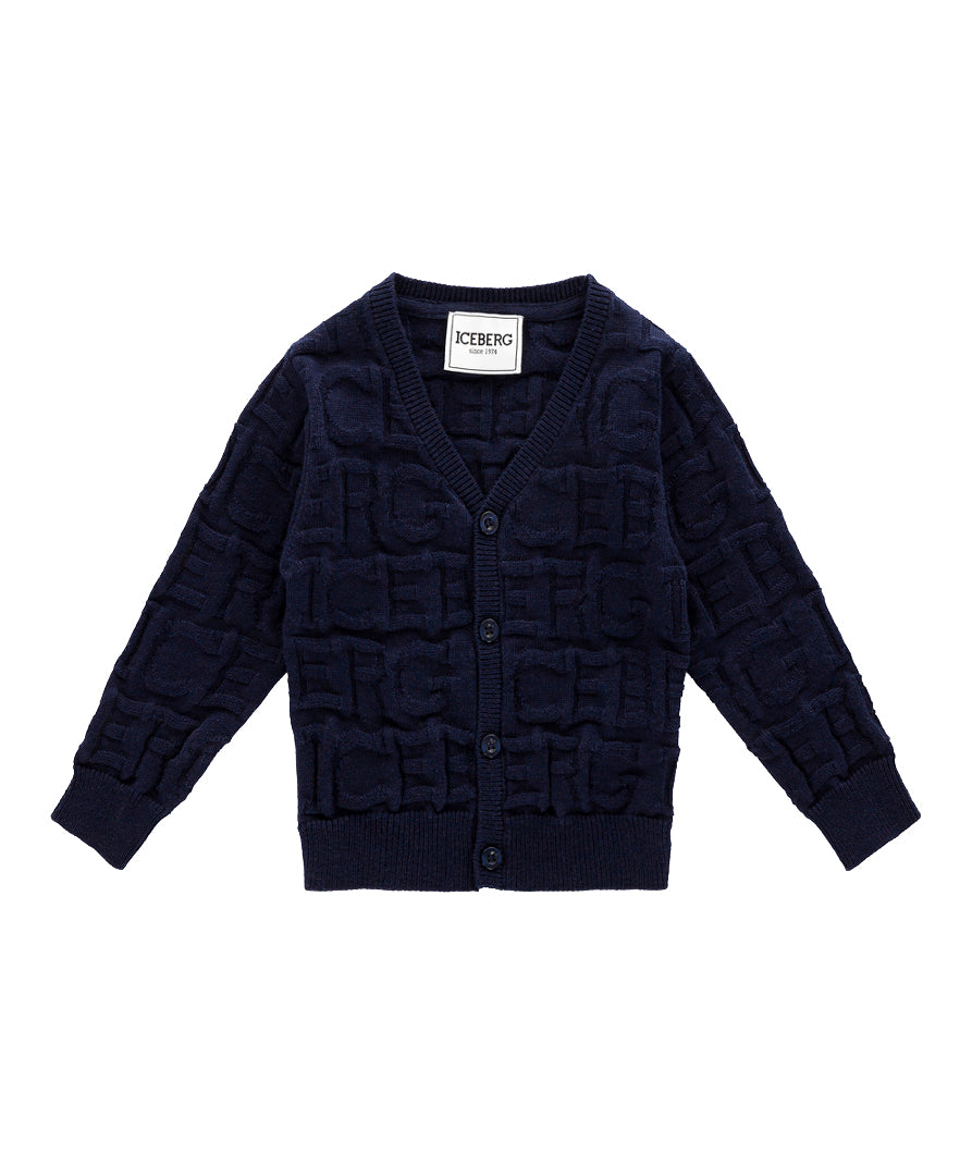 Iceberg Kids Cardigan Blu con Relief per Neonati