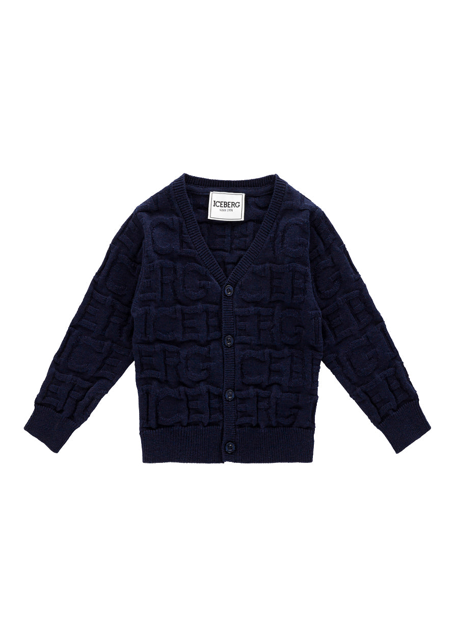 Iceberg Kids Cardigan Blu con Relief per Neonati