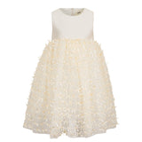 Simonetta Kids Abito Crema da Cerimonia con Applicazione per Bambine