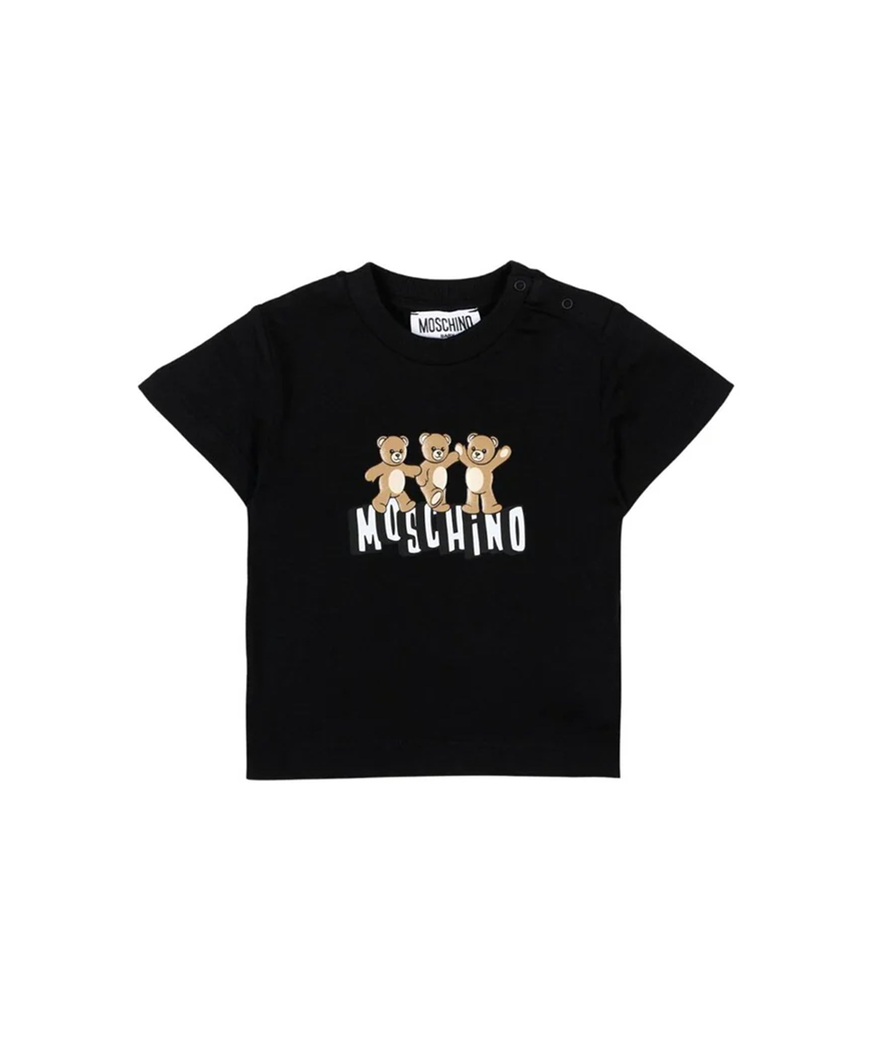 Moschino Kids T-Shirt Nero con Logo Teddy Bear per Neonati