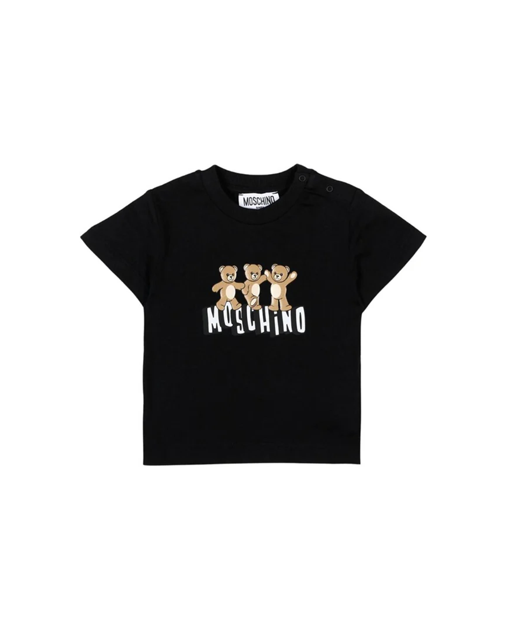 Moschino Kids T-Shirt Nero con Logo Teddy Bear per Neonati
