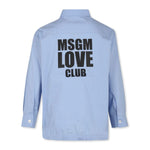 MSGM Kids Camicia Celeste con Stampa Logo per Bambine (retro)