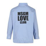 MSGM Kids Camicia Celeste con Stampa Logo per Bambine (retro)