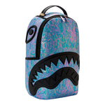 Sprayground Kids Zaino Think On It Unisex Iridescente Azzurro e Viola con Shark Mouth in Rilievo Nero
