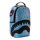 Sprayground Kids Zaino Think On It Unisex Iridescente Azzurro e Viola con Shark Mouth in Rilievo Nero