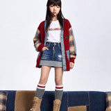 Dsquared2 Kids Cardigan Rosso Rubino e Denim Unisex